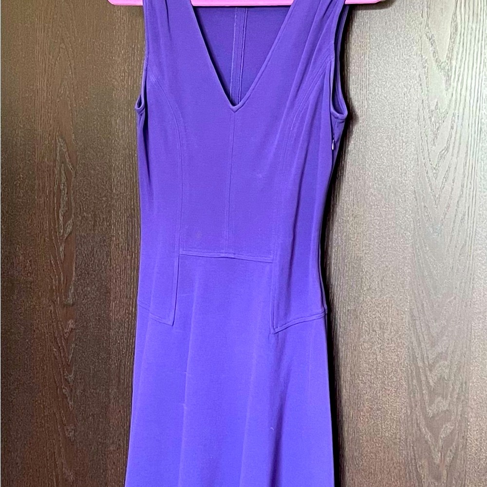 Diane Von Furstenberg Purple A-Line V-Neck Cocktail Dress